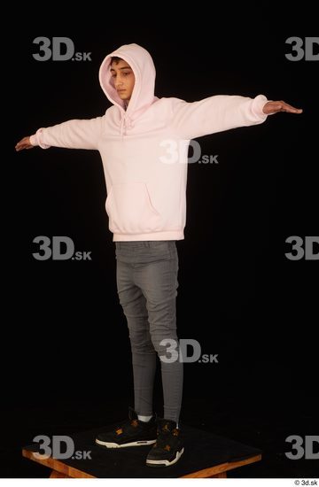 Whole Body Man T poses White Casual Shoes Jeans Slim Standing Studio photo references