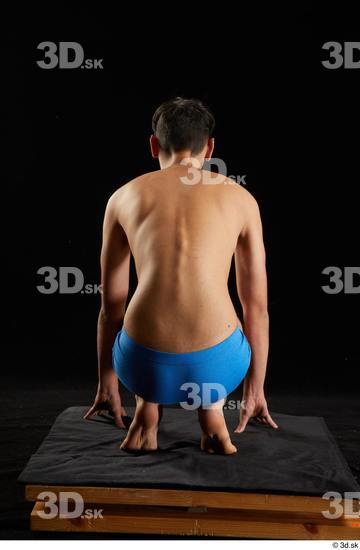 Whole Body Man White Underwear Kneeling Studio photo references