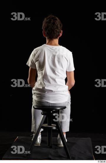 Whole Body Man White Sports Shirt T shirt Sweatsuit Kneeling Studio photo references