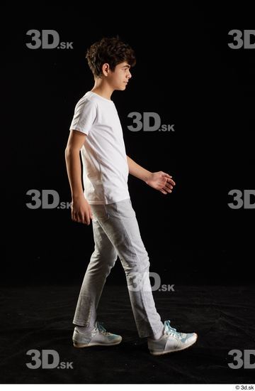 Whole Body Man White Sports Shirt T shirt Sweatsuit Walking Studio photo references