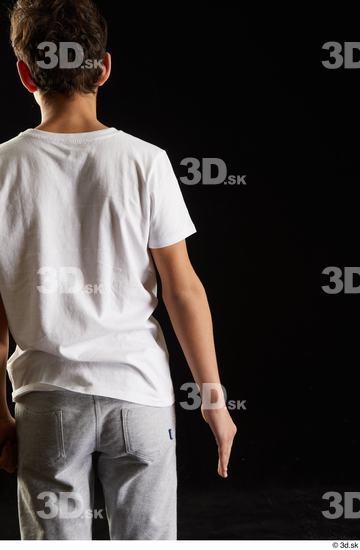 Arm Back Man White Sports Shirt T shirt Studio photo references