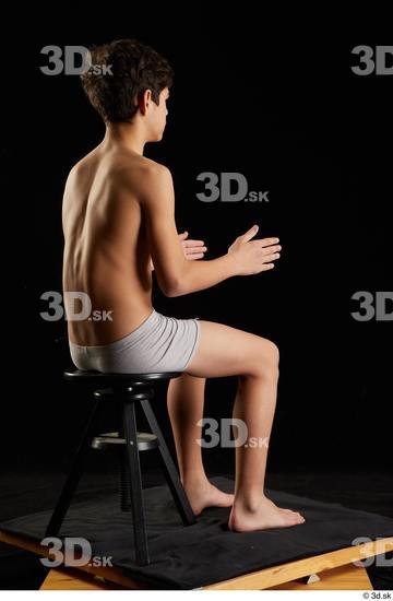 Whole Body Man White Underwear Sitting Studio photo references