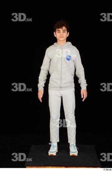 Whole Body Man White Sports Sweatsuit Slim Standing Studio photo references