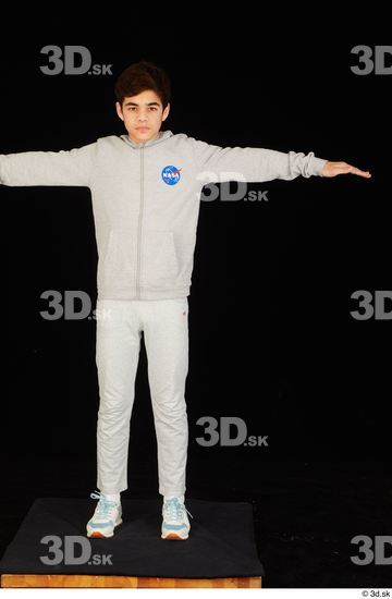 Whole Body Man T poses White Sports Sweatsuit Slim Standing Studio photo references