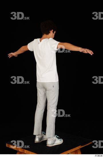 Whole Body Man T poses White Sports Shirt T shirt Sweatsuit Slim Standing Studio photo references