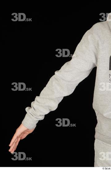 Arm Upper Body Man White Sports Sweatsuit Slim Studio photo references