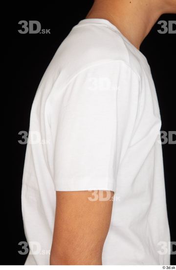 Arm Upper Body Man White Sports Shirt T shirt Slim Studio photo references