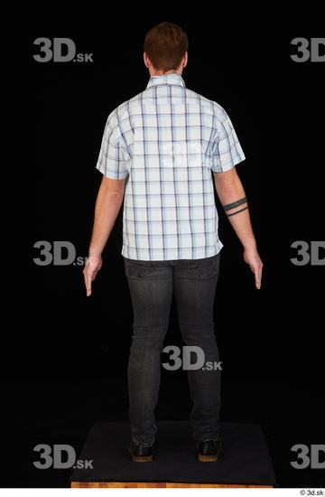 Whole Body Man White Casual Shoes Shirt Jeans Average Standing Studio photo references