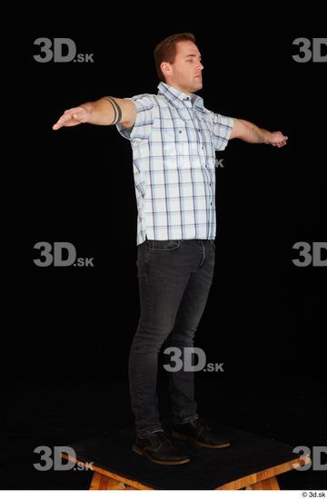 Whole Body Man T poses White Casual Shoes Shirt Jeans Average Standing Studio photo references