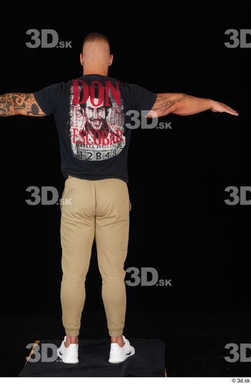 Whole Body Man T poses White Sports Shirt Muscular Standing Studio photo references