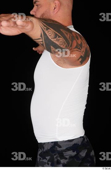 Upper Body Man White Sports Muscular Top Studio photo references