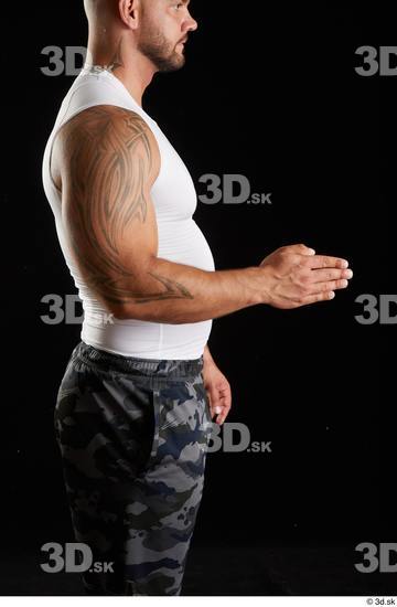 Arm Man White Sports Muscular Top Studio photo references