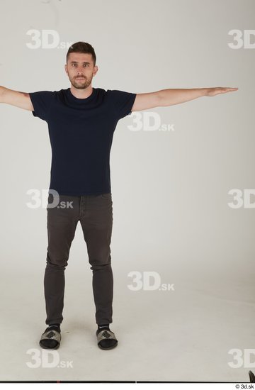 Whole Body Man T poses White Casual Slim Standing Street photo references