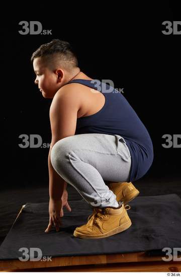 Whole Body Man White Sports Overweight Kneeling Top Studio photo references