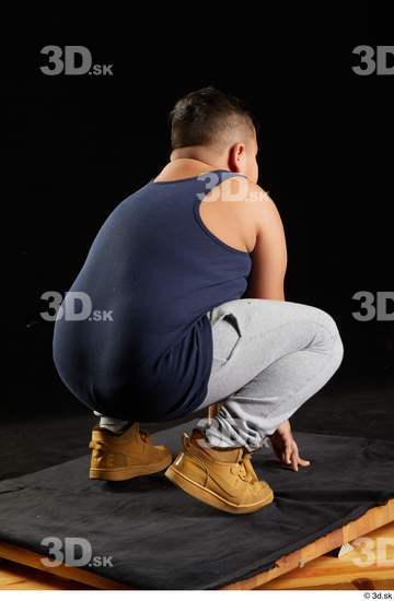 Whole Body Man White Sports Overweight Kneeling Top Studio photo references