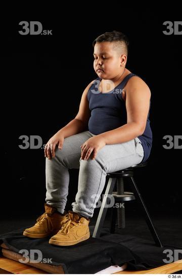 Whole Body Man White Sports Overweight Sitting Top Studio photo references