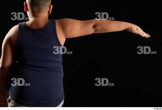Arm Back Man White Sports Overweight Top Studio photo references