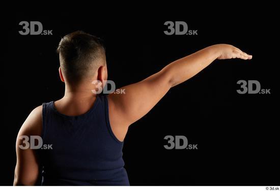 Arm Back Man White Sports Overweight Top Studio photo references