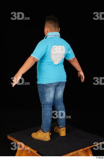 Whole Body Man White Casual Shirt Jeans Overweight Standing Studio photo references