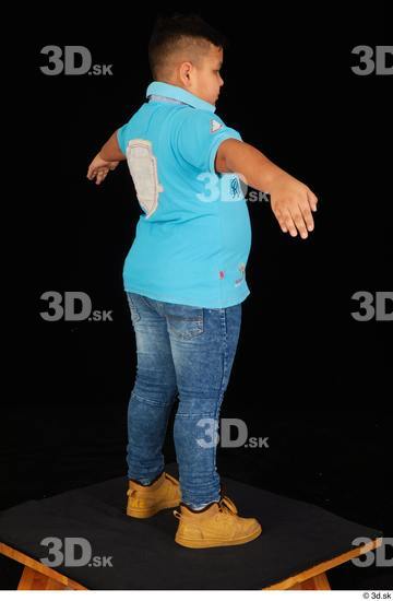 Whole Body Man T poses White Casual Shirt Jeans Overweight Standing Studio photo references