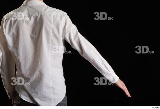 Arm Back Man White Shirt Slim Studio photo references