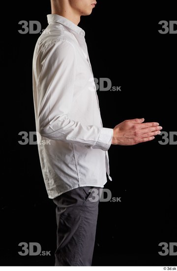 Arm Man White Shirt Slim Studio photo references