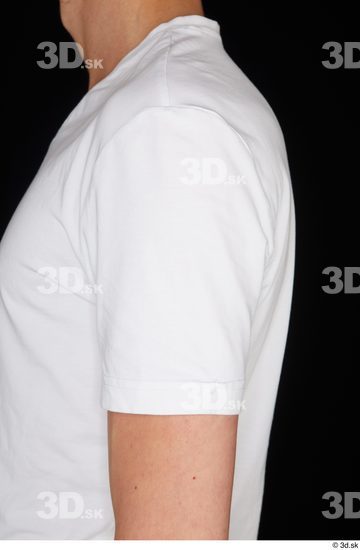 Arm Upper Body Man White Sports Shirt Slim Studio photo references