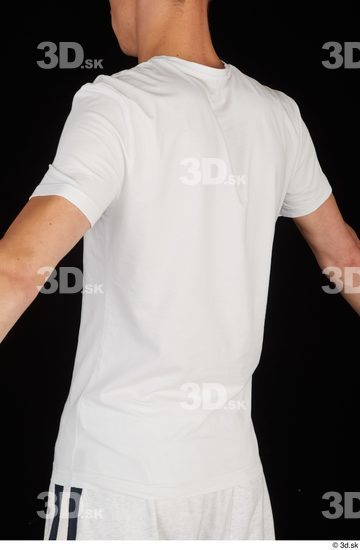 Upper Body Man White Sports Shirt Slim Studio photo references