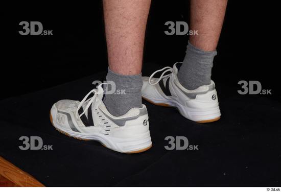 Foot Man White Sports Shoes Slim Studio photo references