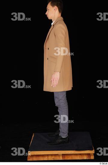 Whole Body Man White Shoes Trousers Coat Slim Standing Studio photo references