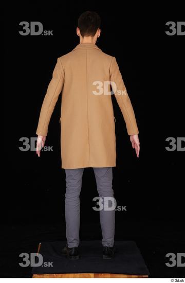 Whole Body Man White Shoes Trousers Coat Slim Standing Studio photo references