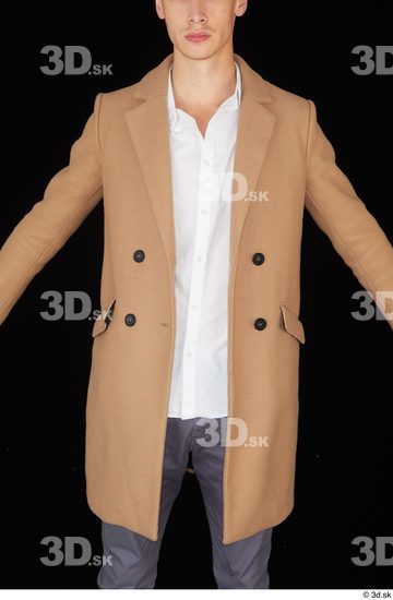 Upper Body Man White Coat Slim Studio photo references