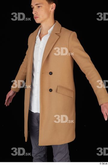 Upper Body Man White Coat Slim Studio photo references