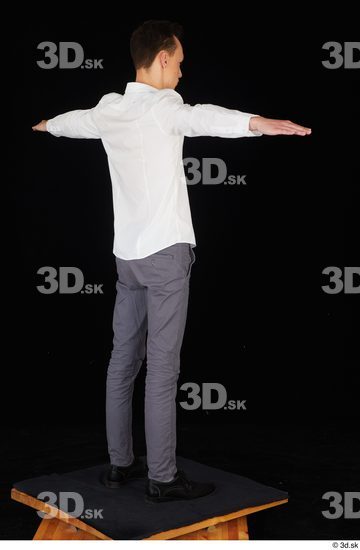 Whole Body Man T poses White Shoes Shirt Trousers Slim Standing Studio photo references