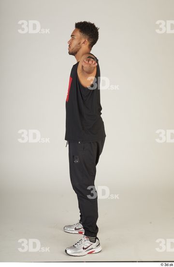 Whole Body Man T poses Black Sports Slim Standing Street photo references