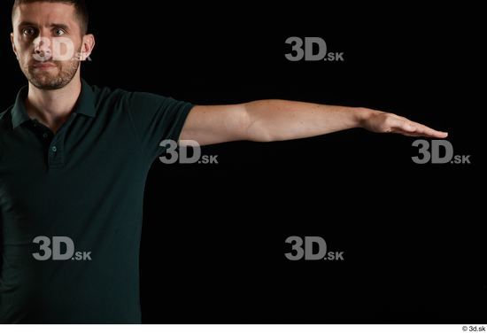 Arm Man White Casual Shirt Slim Studio photo references