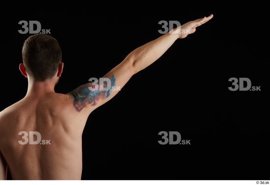 Arm Back Man White Nude Slim Studio photo references