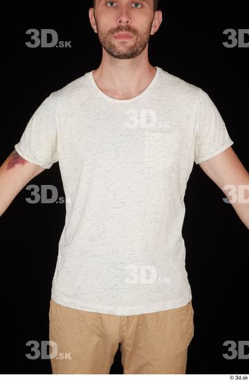 Upper Body Man White Casual Shirt Slim Studio photo references