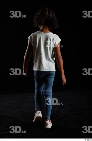 Whole Body Back Woman Casual Shirt Jeans Slim Walking Studio photo references