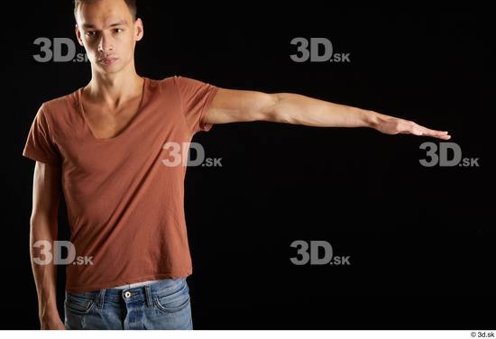 Alessandro Katz  arm brown t shirt casual dressed flexing front view  jpg