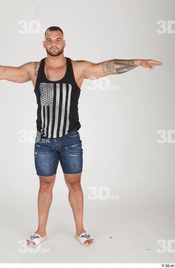 Whole Body Man T poses White Muscular Standing Street photo references