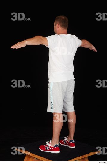 Whole Body Man T poses White Sports Shirt Shorts Chubby Standing Studio photo references