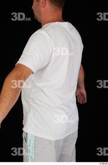 Upper Body Man White Sports Shirt Chubby Studio photo references