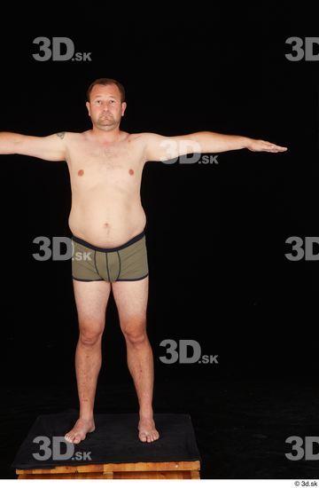 Whole Body Man T poses White Underwear Chubby Standing Studio photo references