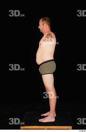 Whole Body Man T poses White Underwear Chubby Standing Studio photo references