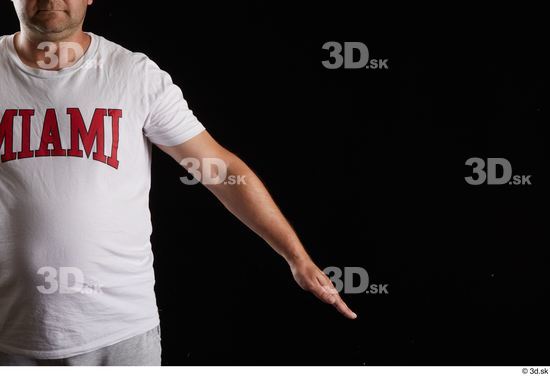 Arm Man White Sports Shirt Chubby Studio photo references