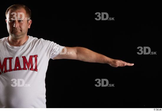 Arm Man White Sports Shirt Chubby Studio photo references