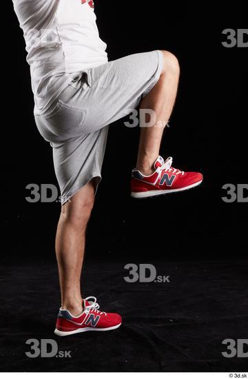 Leg Man White Sports Shorts Chubby Studio photo references