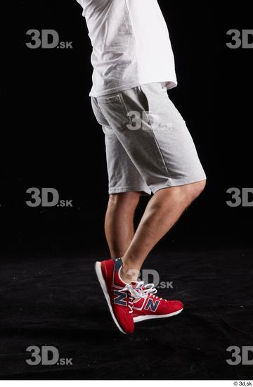 Calf Man White Sports Shorts Chubby Studio photo references