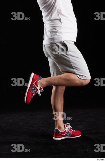 Calf Man White Sports Shorts Chubby Studio photo references